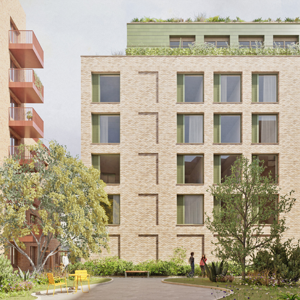 Landscaped courtyard beside The Wick hotel